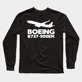 Boeing B737-900ER Silhouette Print (White) Long Sleeve T-Shirt